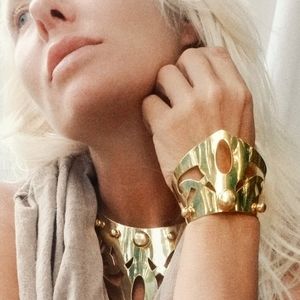 Designer brass cut out cuff bracelet boho